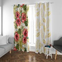 Hawaii Discoverers Day Window Curtain Tropical Hibiscus Glitter White LT05 With Grommets White - Polynesian Pride