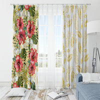 Hawaii Discoverers Day Window Curtain Tropical Hibiscus Glitter White LT05 - Polynesian Pride