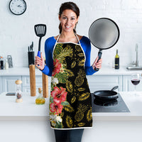 Hawaii Discoverers Day Apron Tropical Hibiscus Glitter Black