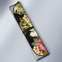 Hawaii Discoverers Day Auto Sun Shade Tropical Hibiscus Glitter Black LT05 - Polynesian Pride