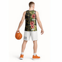 Hawaii Discoverers Day Basketball Jersey Tropical Hibiscus Glitter Black LT05 - Polynesian Pride