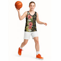 Hawaii Discoverers Day Basketball Jersey Tropical Hibiscus Glitter Black LT05 - Polynesian Pride