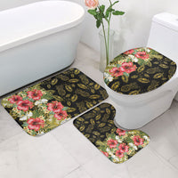 Hawaii Discoverers Day Bathroom Set Tropical Hibiscus Glitter Black LT05 - Polynesian Pride