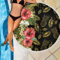 Hawaii Discoverers Day Beach Blanket Tropical Hibiscus Glitter Black LT05 - Polynesian Pride