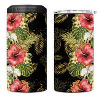 Hawaii Discoverers Day 4 in 1 Can Cooler Tumbler Tropical Hibiscus Glitter Black LT05 One Size: 16 oz Black - Polynesian Pride