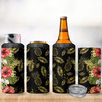 Hawaii Discoverers Day 4 in 1 Can Cooler Tumbler Tropical Hibiscus Glitter Black LT05 - Polynesian Pride