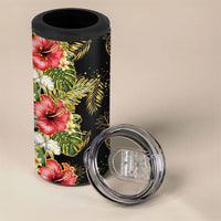 Hawaii Discoverers Day 4 in 1 Can Cooler Tumbler Tropical Hibiscus Glitter Black LT05 - Polynesian Pride
