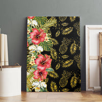 Hawaii Discoverers Day Canvas Wall Art Tropical Hibiscus Glitter Black LT05 - Polynesian Pride