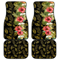 Hawaii Discoverers Day Car Mats Tropical Hibiscus Glitter Black LT05 - Polynesian Pride