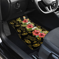 Hawaii Discoverers Day Car Mats Tropical Hibiscus Glitter Black LT05 - Polynesian Pride