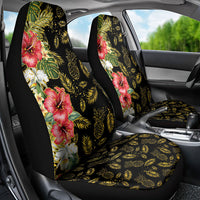 Hawaii Discoverers Day Car Seat Cover Tropical Hibiscus Glitter Black LT05 - Polynesian Pride