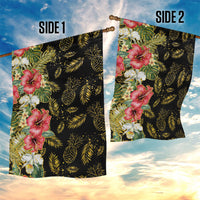 Hawaii Discoverers Day Garden Flag Tropical Hibiscus Glitter Black LT05 - Polynesian Pride