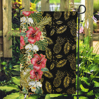Hawaii Discoverers Day Garden Flag Tropical Hibiscus Glitter Black LT05 Garden Flag Black - Polynesian Pride