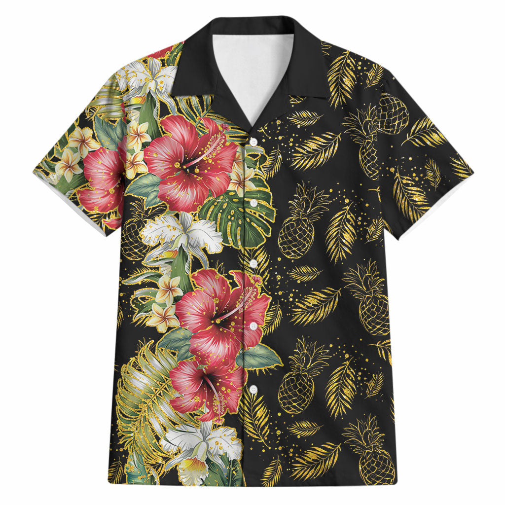 Hawaii Discoverers Day Hawaiian Shirt Tropical Hibiscus Glitter Black LT05 Black - Polynesian Pride