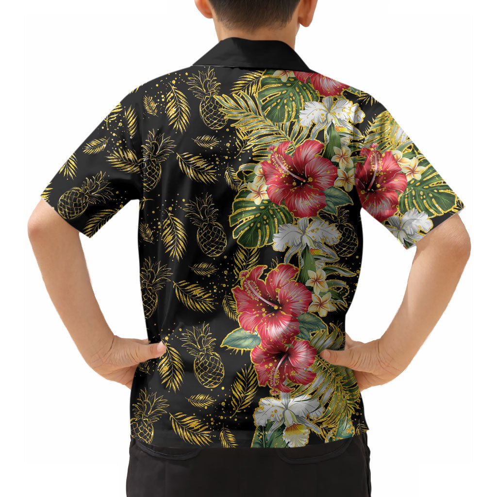 Hawaii Discoverers Day Hawaiian Shirt Tropical Hibiscus Glitter Black LT05 - Polynesian Pride