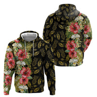 Hawaii Discoverers Day Hoodie Tropical Hibiscus Glitter Black LT05 - Polynesian Pride