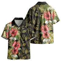 Hawaii Discoverers Day Kid Hawaiian Shirt Tropical Hibiscus Glitter Black LT05 - Polynesian Pride