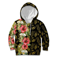 Hawaii Discoverers Day Kid Hoodie Tropical Hibiscus Glitter Black LT05 Hoodie Black - Polynesian Pride