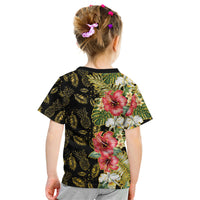 Hawaii Discoverers Day Kid T Shirt Tropical Hibiscus Glitter Black LT05 - Polynesian Pride