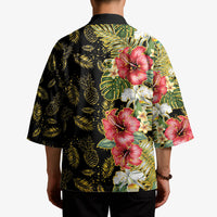 Hawaii Discoverers Day Kimono Tropical Hibiscus Glitter Black LT05 - Polynesian Pride