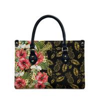 Hawaii Discoverers Day Leather Bag Tropical Hibiscus Glitter Black LT05 - Polynesian Pride
