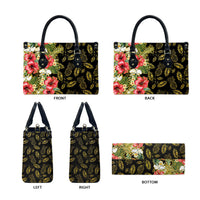 Hawaii Discoverers Day Leather Bag Tropical Hibiscus Glitter Black LT05 - Polynesian Pride
