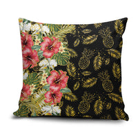 Hawaii Discoverers Day Pillow Cover Tropical Hibiscus Glitter Black LT05 Black - Polynesian Pride