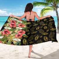Hawaii Discoverers Day Sarong Tropical Hibiscus Glitter Black LT05 - Polynesian Pride