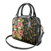 Hawaii Discoverers Day Shoulder Handbag Tropical Hibiscus Glitter Black LT05 - Polynesian Pride