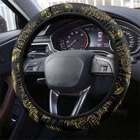 Hawaii Discoverers Day Steering Wheel Cover Tropical Hibiscus Glitter Black LT05 - Polynesian Pride