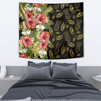 Hawaii Discoverers Day Tapestry Tropical Hibiscus Glitter Black LT05 - Polynesian Pride