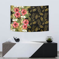Hawaii Discoverers Day Tapestry Tropical Hibiscus Glitter Black LT05 - Polynesian Pride