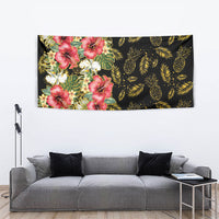 Hawaii Discoverers Day Tapestry Tropical Hibiscus Glitter Black LT05 - Polynesian Pride