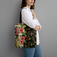 Hawaii Discoverers Day Tote Bag Tropical Hibiscus Glitter Black LT05 - Polynesian Pride