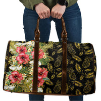 Hawaii Discoverers Day Travel Bag Tropical Hibiscus Glitter Black LT05 Black - Polynesian Pride