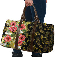 Hawaii Discoverers Day Travel Bag Tropical Hibiscus Glitter Black LT05 - Polynesian Pride
