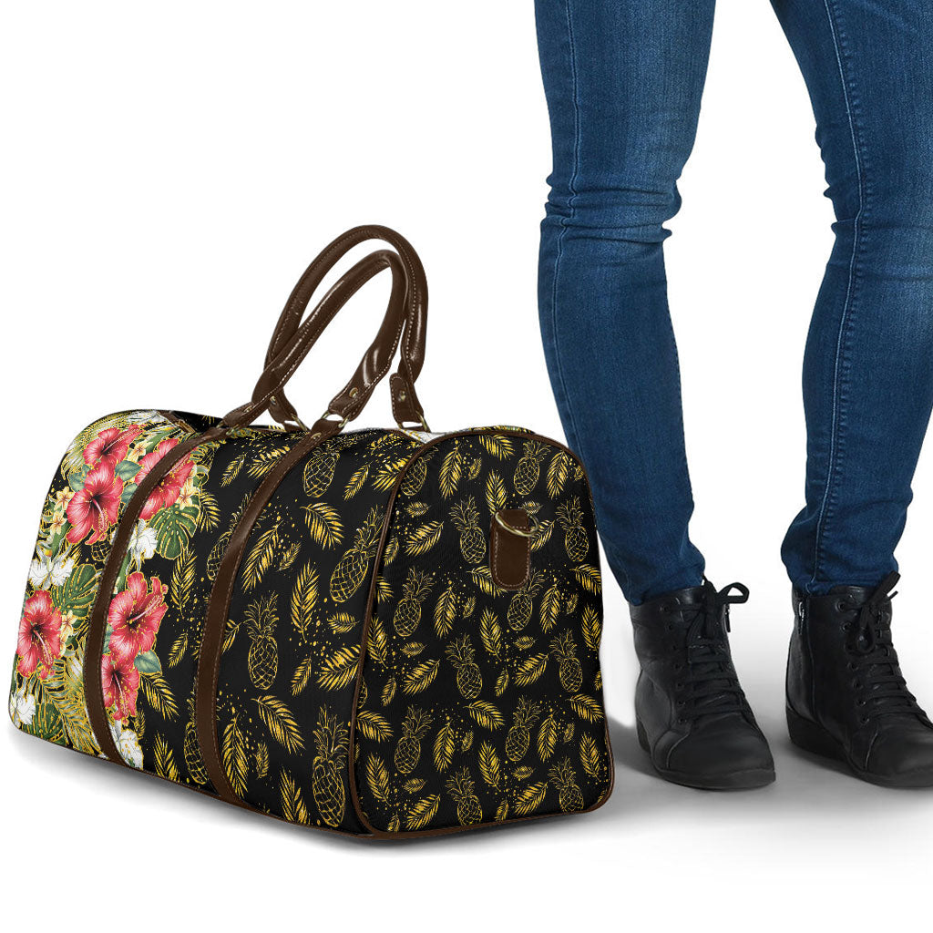 Hawaii Discoverers Day Travel Bag Tropical Hibiscus Glitter Black LT05 - Polynesian Pride