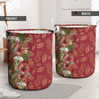 Hawaii Discoverers Day Laundry Basket Tropical Hibiscus Glitter Crimson LT05 - Polynesian Pride