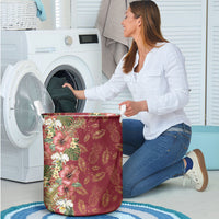 Hawaii Discoverers Day Laundry Basket Tropical Hibiscus Glitter Crimson LT05 - Polynesian Pride