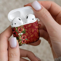Hawaii Discoverers Day AirPods Case Tropical Hibiscus Glitter Crimson LT05 - Polynesian Pride