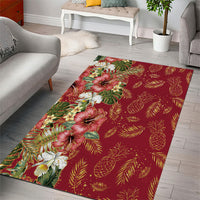 Hawaii Discoverers Day Area Rug Tropical Hibiscus Glitter Crimson LT05 - Polynesian Pride