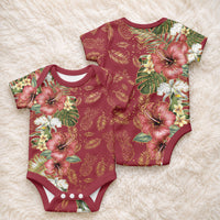 Hawaii Discoverers Day Baby Onesie Tropical Hibiscus Glitter Crimson LT05 - Polynesian Pride