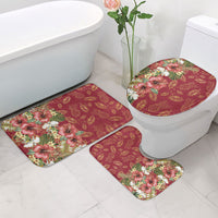 Hawaii Discoverers Day Bathroom Set Tropical Hibiscus Glitter Crimson LT05 - Polynesian Pride