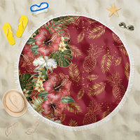 Hawaii Discoverers Day Beach Blanket Tropical Hibiscus Glitter Crimson LT05 One Size 150cm Crimson - Polynesian Pride