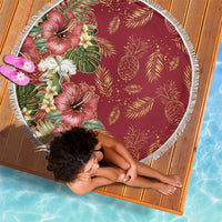 Hawaii Discoverers Day Beach Blanket Tropical Hibiscus Glitter Crimson LT05 - Polynesian Pride