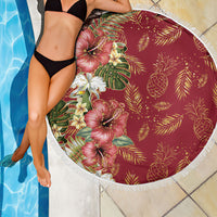 Hawaii Discoverers Day Beach Blanket Tropical Hibiscus Glitter Crimson LT05 - Polynesian Pride
