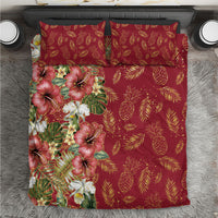 Hawaii Discoverers Day Bedding Set Tropical Hibiscus Glitter Crimson LT05 Crimson - Polynesian Pride