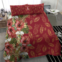 Hawaii Discoverers Day Bedding Set Tropical Hibiscus Glitter Crimson LT05 - Polynesian Pride