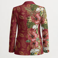 Hawaii Discoverers Day Blazer Tropical Hibiscus Glitter Crimson LT05 - Polynesian Pride