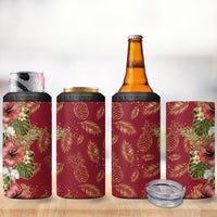 Hawaii Discoverers Day 4 in 1 Can Cooler Tumbler Tropical Hibiscus Glitter Crimson LT05 - Polynesian Pride